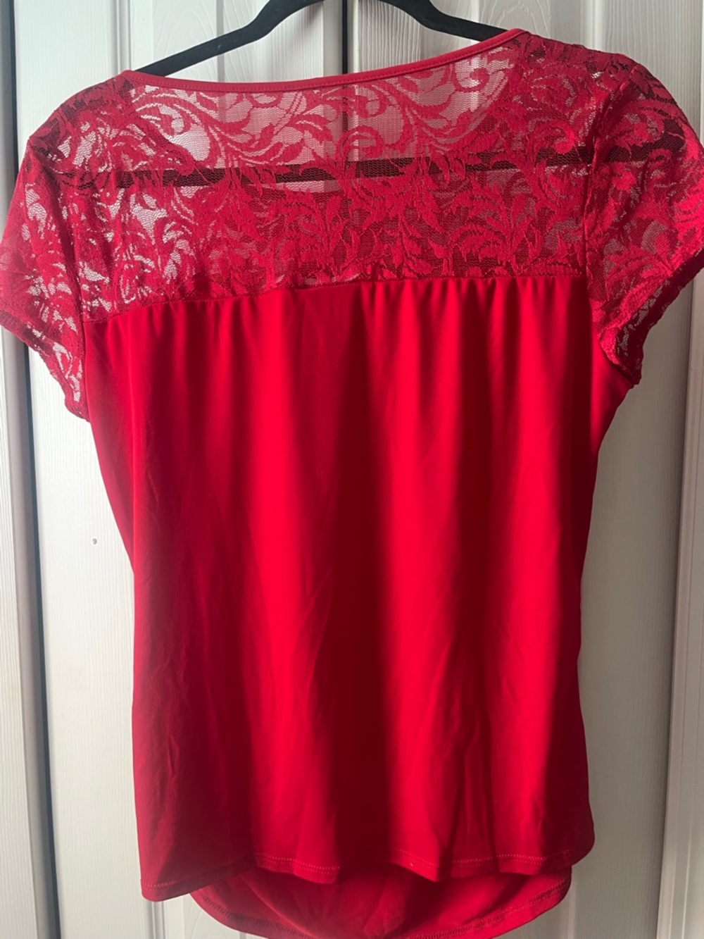 New York & Company Red Lace Top - Picture 3 of 7